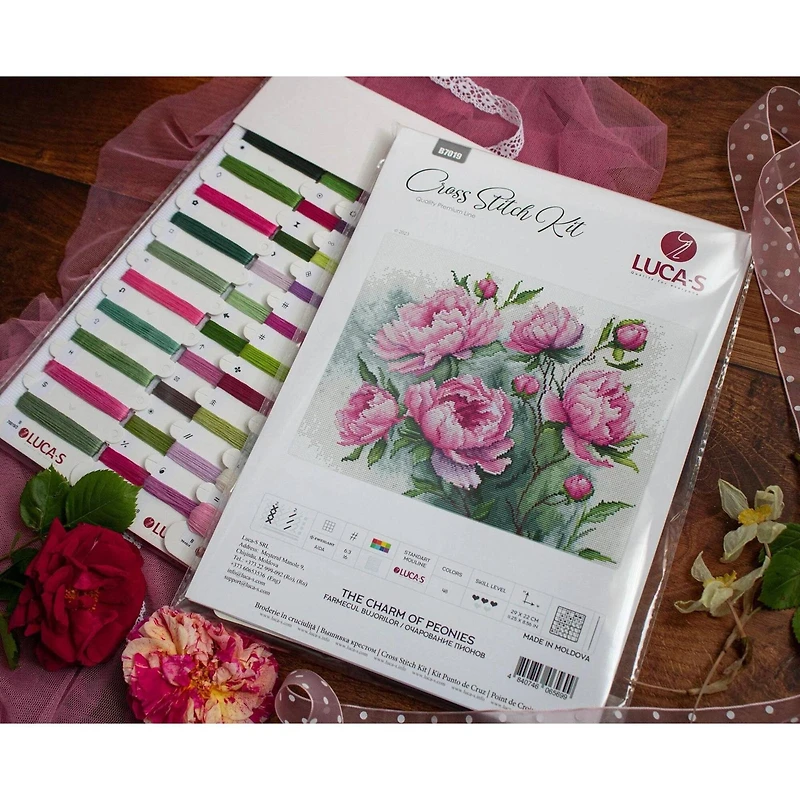 Luca-S The Charm of Peonies Counted Cross Stitch Kit