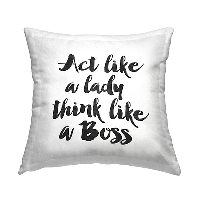 Stupell Industries Lady Boss Bold Black Girl Power Calligraphy Throw Pillow, 18" x 18"