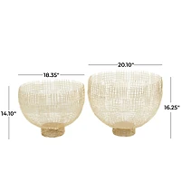 Gold Metal Cross Hatching Decorative Bowl Set