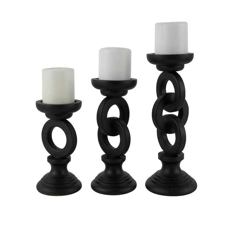 Black Chain Link Candle Holder Set