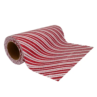 9.5" x 18ft. Red Glitter Stripes Mesh by Celebrate It® Christmas