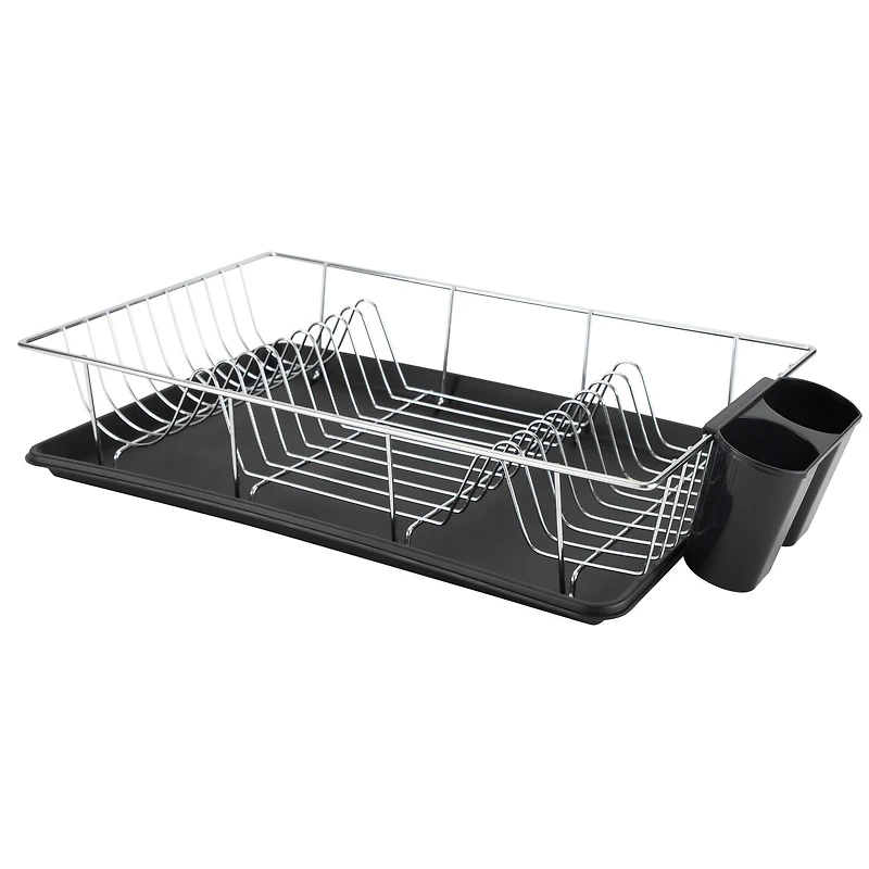 Kitchen Details 3-Piece Chrome Dish Rack with Tray