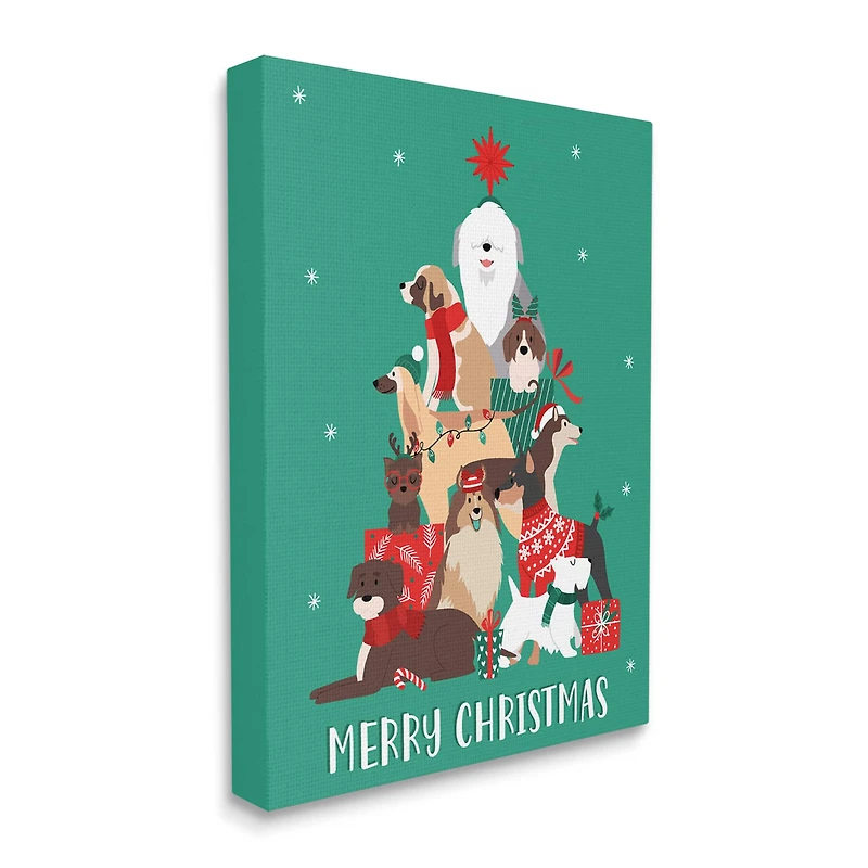 Stupell Industries Merry Christmas Happy Dog Gifts Canvas Wall Art