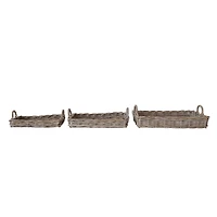 Hello Honey® Natural Decorative Woven Rattan Trays with Handles