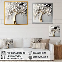 Designart "White Orchid Tree Garden Of Branches Vii" Tree Floral Framed Wall Art For Living Room