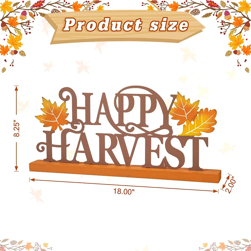 Glitzhome® 18" Wood & Metal Happy Harvest Table Décor