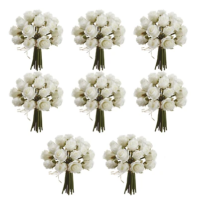 8 Pack: 8" White Mini Rose Bundle Classic Traditions™ by Ashland®