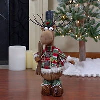 20" Standing Christmas Moose Figure with LED Antlers Tabletop Décor