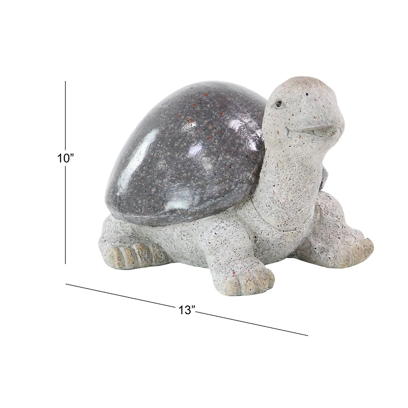 13" White Polystone Turtle Garden Sculpture