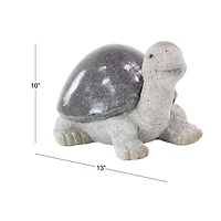 13" White Polystone Turtle Garden Sculpture