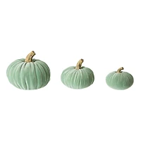 Glitzhome® Mint Green Velvet Pumpkins Set