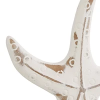 Set of 3 White Plastic Coastal Sea Animals Sculpture, 13.25", 13.25", 13"