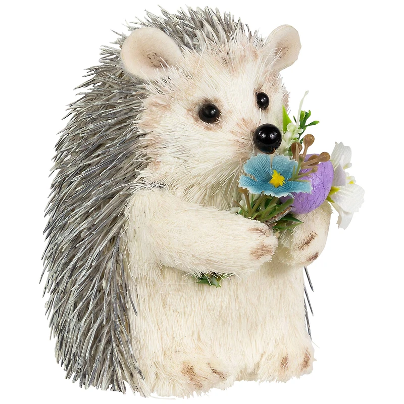 5" Cream & Gray Easter Hedgehog Floral Figurine