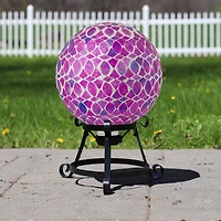 10" Purple, Pink & White Iridescent Mosaic Outdoor Garden Gazing Ball