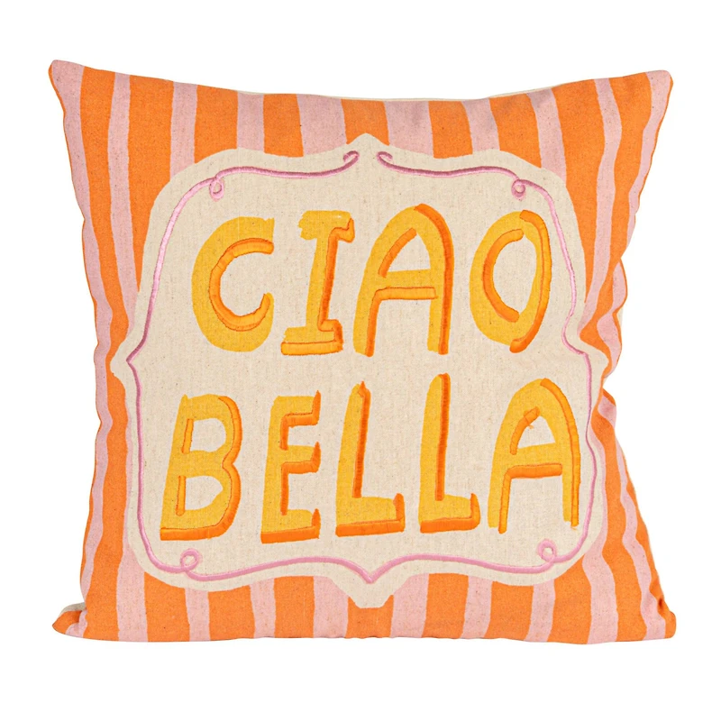Hello Honey® 18" Orange & Yellow Ciao Bella Accent Pillow