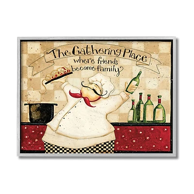 Stupell Industries Gathering Place Phrase Vintage Gray Framed Wall Art