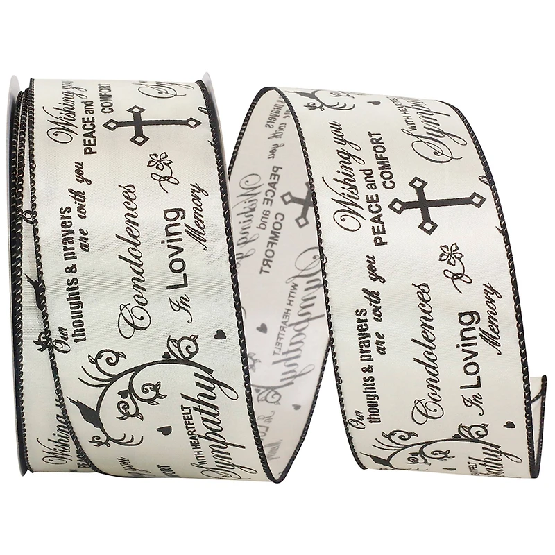Reliant 2.5" x 25yd. Words of Sympathy Wired Ribbon