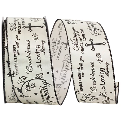 Reliant 2.5" x 25yd. Words of Sympathy Wired Ribbon