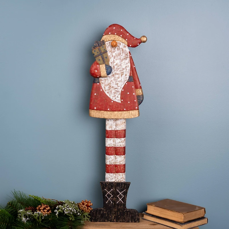 30" Tall Wooden Santa with Presents