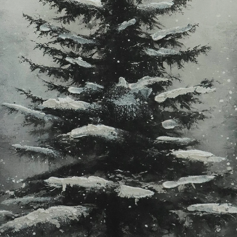 12" x 16" Black & White Snowy Tree Canvas Wall Décor by Ashland®