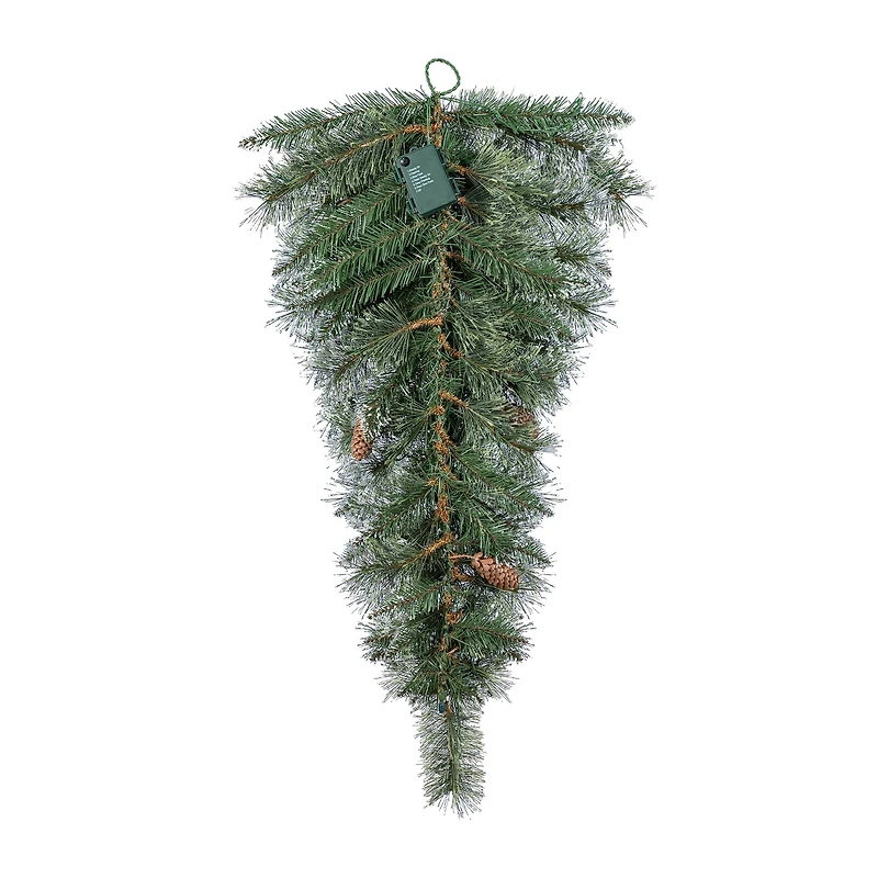 Glitzhome® 3ft Pre-Lit Frosted Greenery Pinecones Christmas Teardrop, LED Lights and Timer