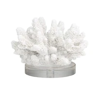 6" White Polystone Small Textured Coral Sculpture with Clear Acrylic Base