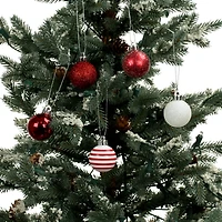 7 Pack 1.5" Red & White Striped Shatterproof Ball Ornaments by Ashland®