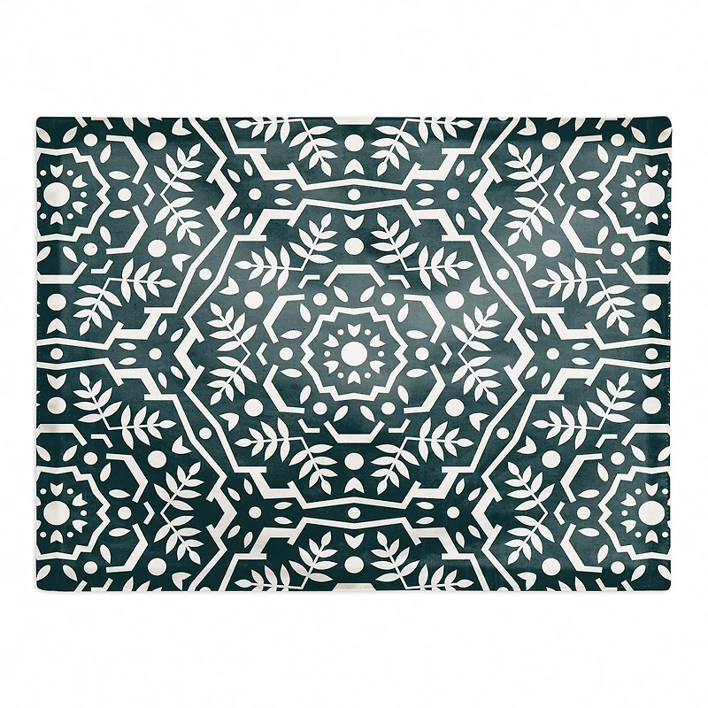 Folk Floral Teal 18" x 14" Cotton Twill Placemat