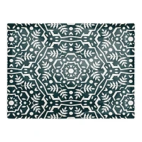 Folk Floral Teal 18" x 14" Cotton Twill Placemat