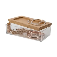 Simplify Bamboo Lid Square Clear Organizer