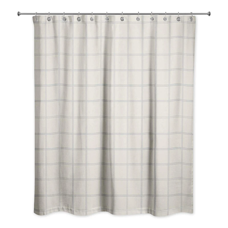 Cream and Gray Check Shower Curtain