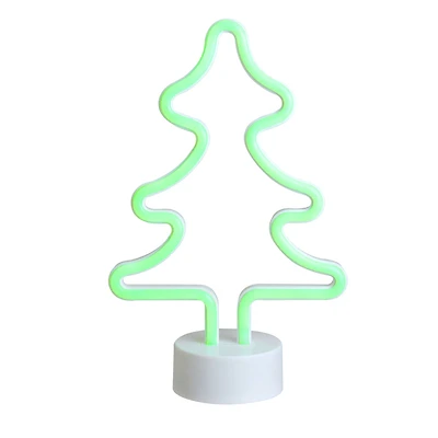 11'' Green LED Neon-Style Christmas Tree Tabletop Sign