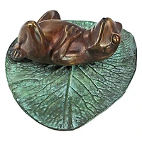Design Toscano Spitting Frog on Lily Pad Bronze Garden Statue