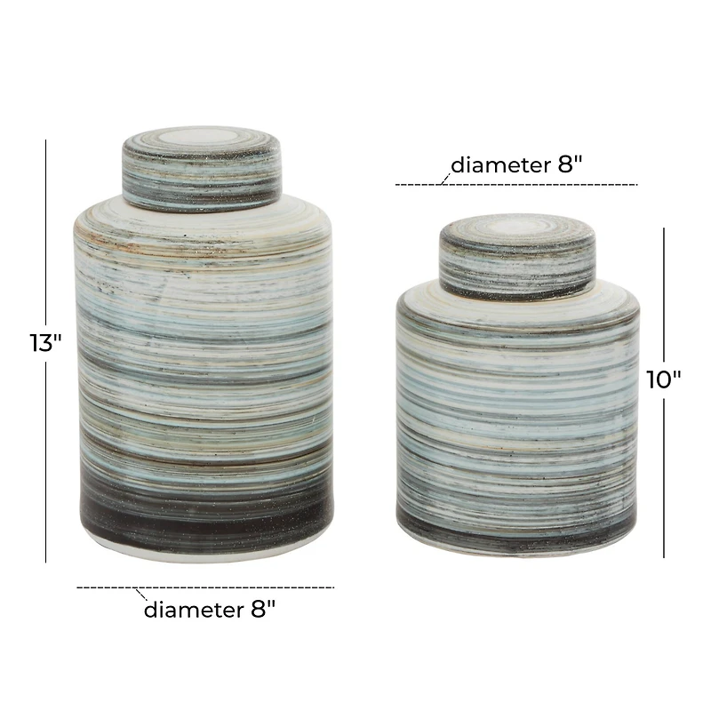 Gray & White Ceramic Farmhouse Decorative Jar Set