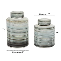 Gray & White Ceramic Farmhouse Decorative Jar Set