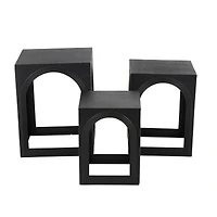 Metal Nested Accent Table with Small Arched Cutouts Set