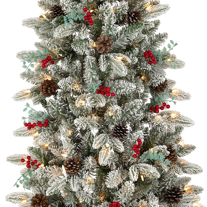 5ft. Pre-Lit Snowberry Pine Artificial Christmas Half Tree, Clear Lights