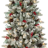 5ft. Pre-Lit Snowberry Pine Artificial Christmas Half Tree, Clear Lights