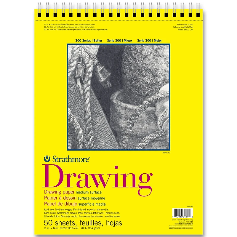 Strathmore Drawing Paper Pad, 300 Series, 50 Sheets, Spiral-Bound