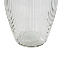 9.5" Clear Glass Ribbed Fluted Decorative Vase