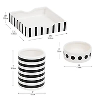 Mind Reader Ditto Collection Black & White Pen Cup, Clip Dish & Memo Tray Set