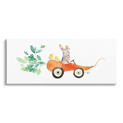 Stupell Industries Spring Rabbit Chicks Riding Seasonal Carrot Wagon Canvas Wall Art