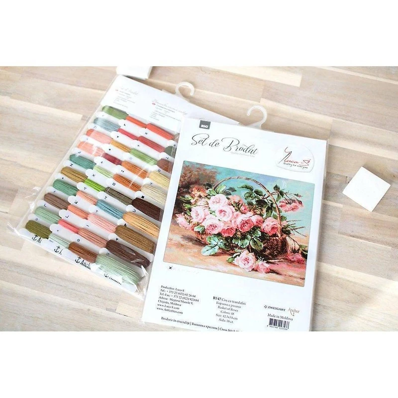 Luca-S Basket of Roses Counted Cross Stitch Kit