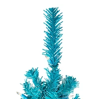 4ft. Pre-Lit Medium Turquoise Pine Artificial Christmas Tree, Clear Lights