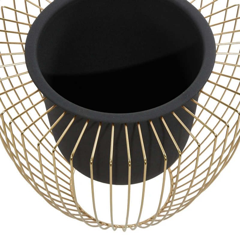 Black & Gold Metal Contemporary Planter Set