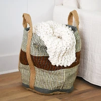 Hello Honey® 24" Rust Striped Woven Jute Tote with Liner