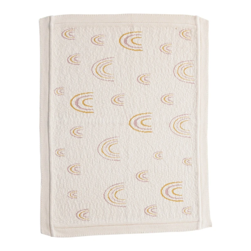 Hello Honey® Cream Cotton Knit Baby Blanket with Rainbows