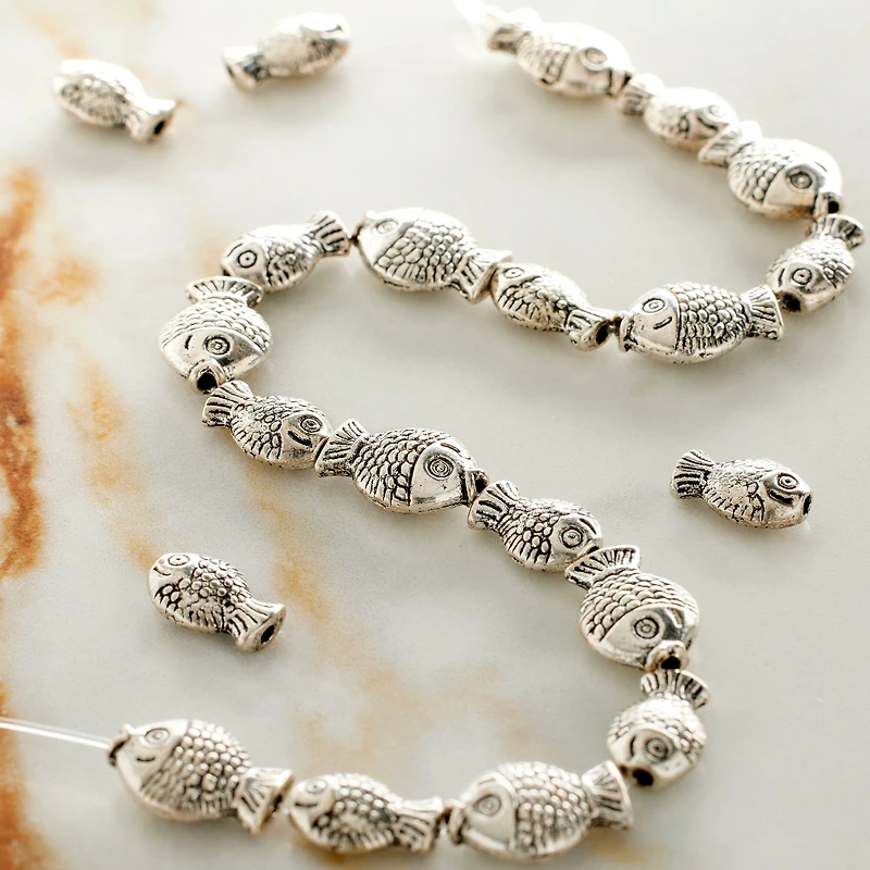 12 Packs: 20 ct. (240 total)  Antique Silver Fish Mix Metal Beads by Bead Landing™