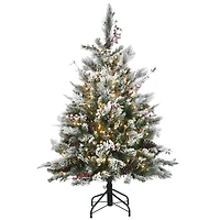 4.5ft. Pre-Lit Snowy Bedford Pine Artificial Christmas Tree, Clear Lights