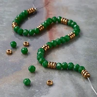 Green Glass Rondelle Beads & Spacers, 4mm by Bead Landing™